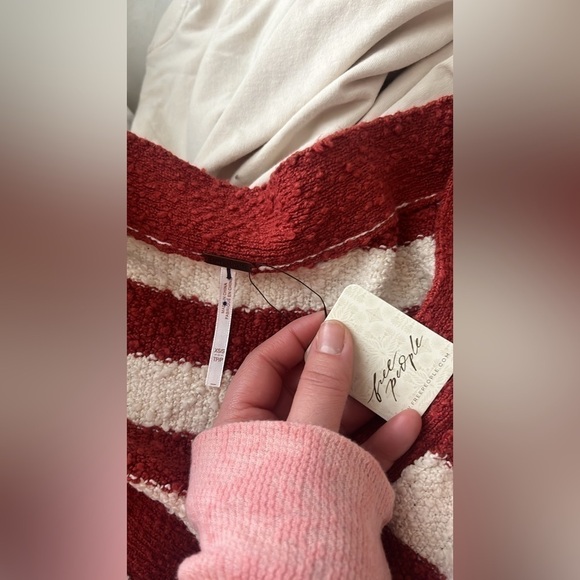 Free People Little Dipper Cardi striped cardigan oversized red and white - Picture 10 of 11